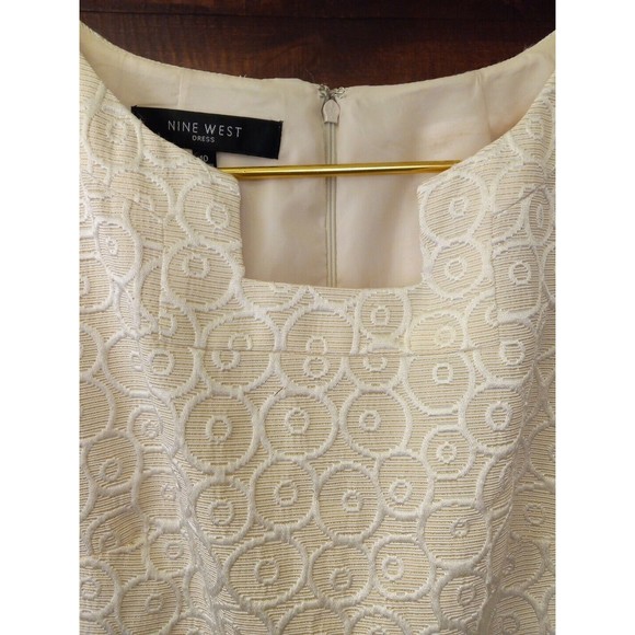 Nine West Ivory/gold Sheath Sleeveless Square Neck Dress W/pockets  Size 10 - Picture 6 of 16